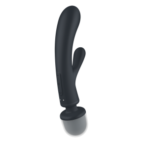 2 en 1 Vibromasseur rabbit et wand noir USB Triple Lover Satisfyer